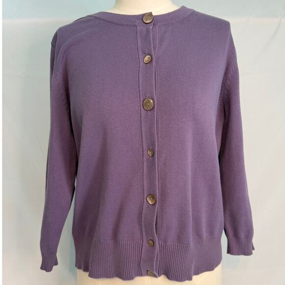 J. Jill Sweaters - J Jill Purple Button Front Cardigan Sweater Round Neck Long Sleeve - Size LARGE